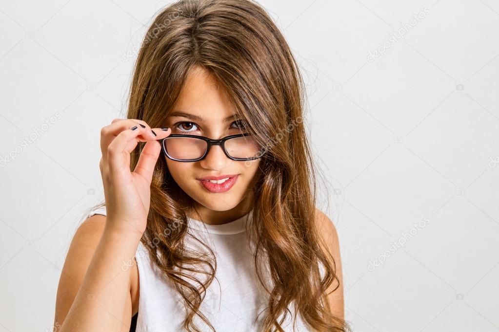Girl Brown Hair Brown Eyes Glasses Portrait Of A Teenage