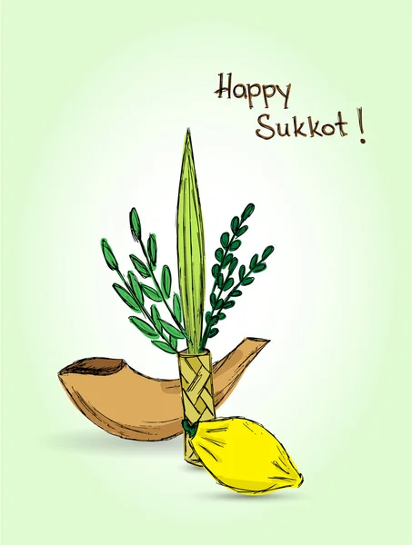 Еврейский праздник Суккот — стоковый вектор