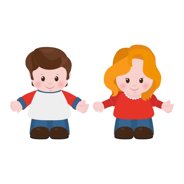 Boy and girl, cartoon style — Stock Vector