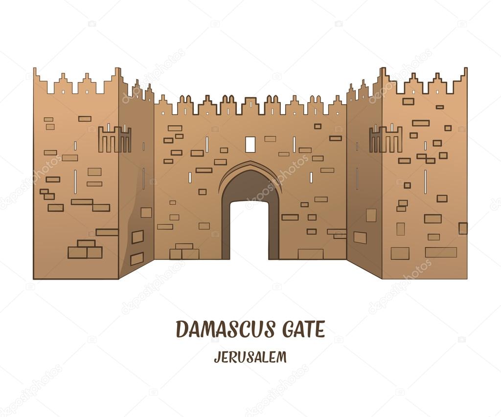 Damascus Gate in Jerusalem. Vector
