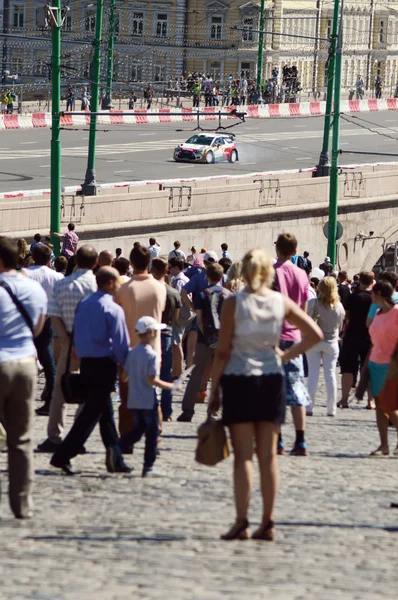 High speed  Moscow City Racing  Many viewers  July — Stock Photo, Image