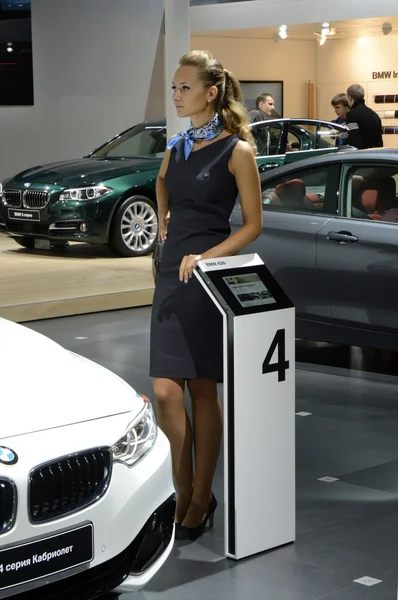 BMW Quarta Série Cabriolet Branco Cor Moscou Internacional Automóvel Salão de Luxo — Fotografia de Stock