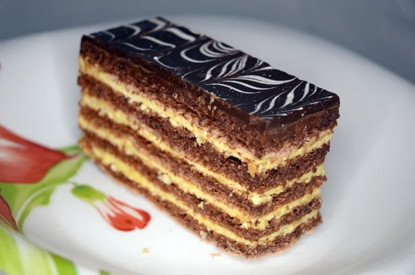 Torta Cioccolato Piatto — Foto Stock