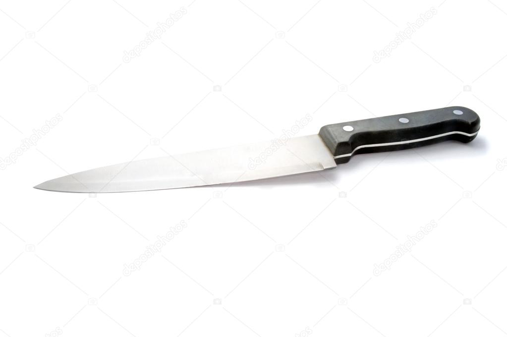 Chef s knife on a white