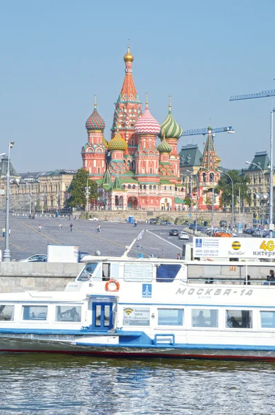 Rusia Río Moscú Kremlin Moscú Plaza Roja Catedral Basilio Luz —  Fotos de Stock