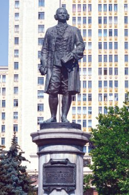Heykel Lomonosov Moskova Stalin gökdelen Devlet Üniversitesi Moskova Devlet Üniversitesi Rusya'nın ana bina