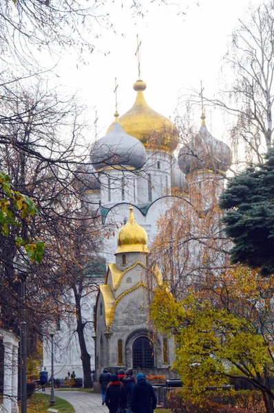 Cathédrale Eglise de Smolensk Icône de la Mère de Dieu Moscou Automne Doré — Photo