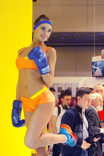Photo Expo 2015 Moscow Girl Model Posing Stand Nikon Show — Stock Photo, Image