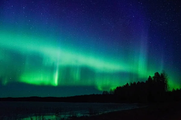 Beautiful Bright Northern Lights Russia South Karelia — Stock Photo, Image