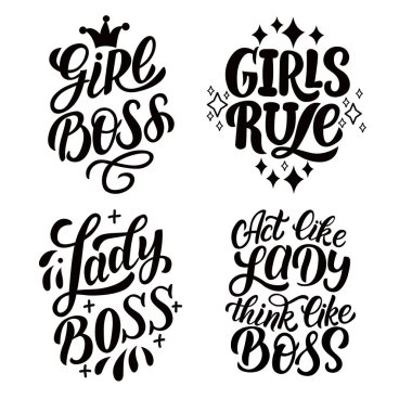 Kızlar hakkında vektör grafiklerindeki yazıtlar