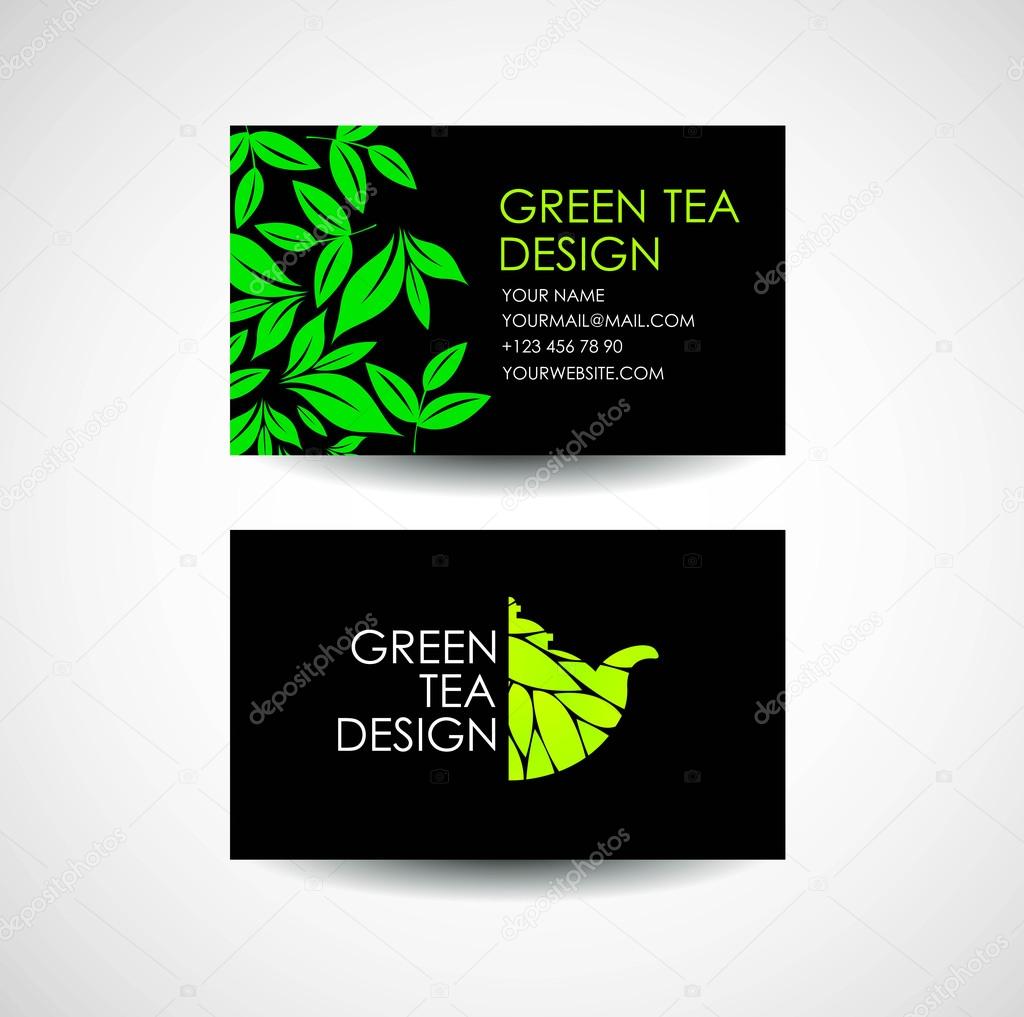 Green Tea logo template. Business card desing concept. Vector presentation