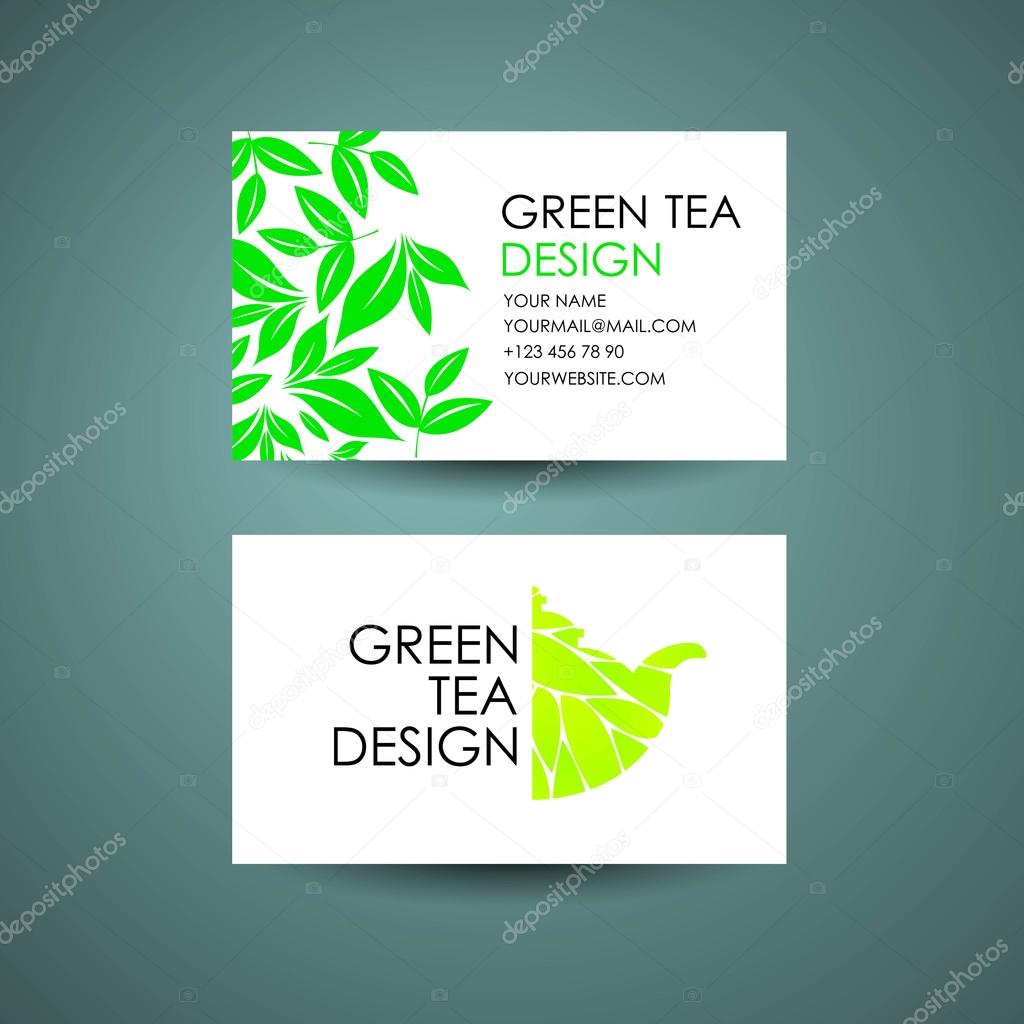 Green Tea logo template. Business card desing concept. Vector presentation