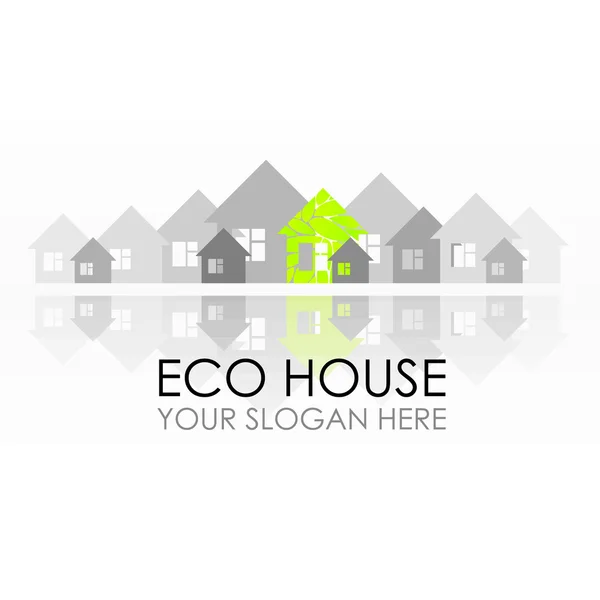 Eco casa logo design. Costruzione ecologica. Architettura ecologica. Eco casa e ambiente pulito . — Vettoriale Stock