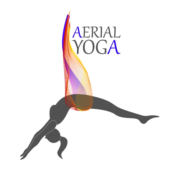 Yoga aéreo para mujeres — Vector de stock