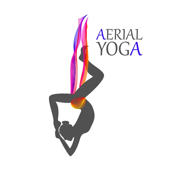 Aerial yoga for women — Stock Vector