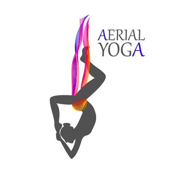 Yoga aéreo para mujeres — Vector de stock