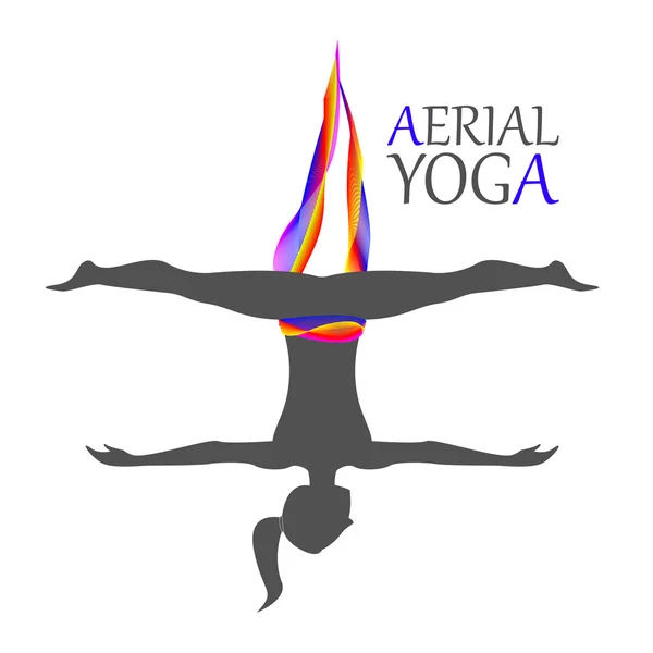 Yoga aéreo para mujeres — Vector de stock