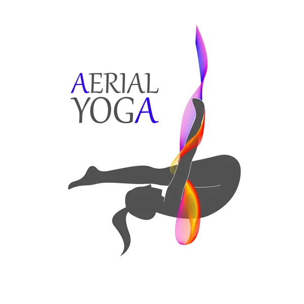 Yoga aéreo para mujeres — Vector de stock