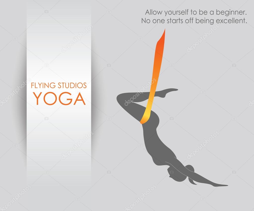 Flying yoga logo. Anti-gravity yoga. Aerial yoga for women