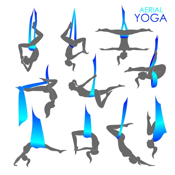 Yoga anti-gravedad para mujeres — Archivo Imágenes Vectoriales