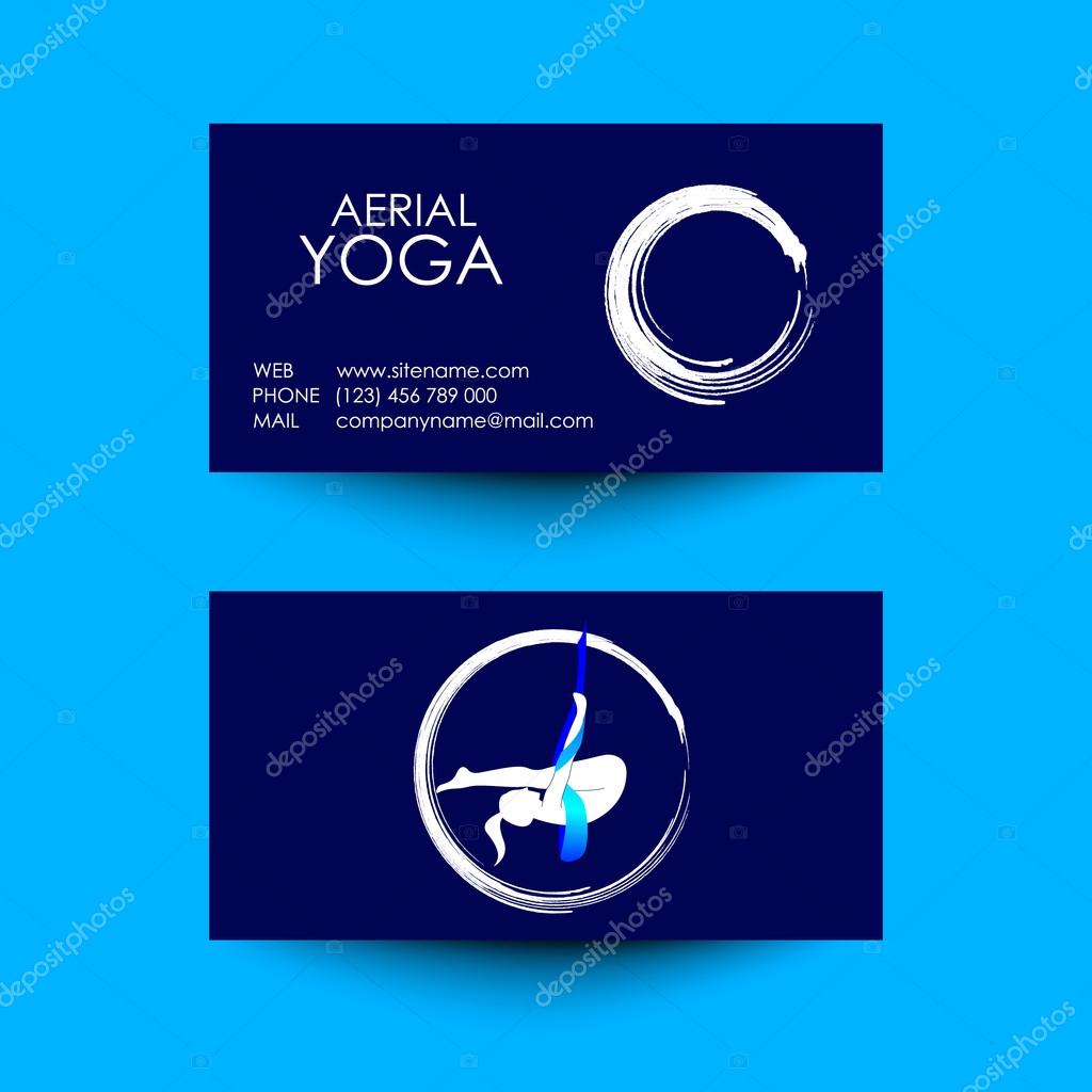 Anti-gravity yoga. business card for studio of aerial yoga