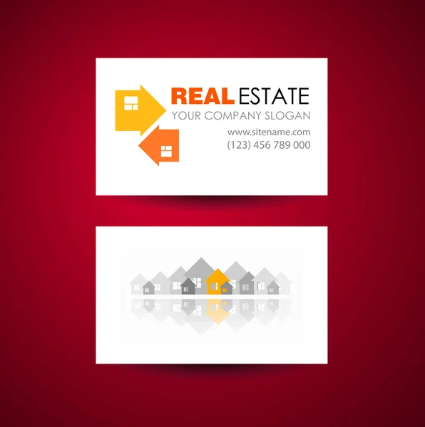 Sjabloon met logo voor eco thuis en real estate. Business card design idee. — Stockvector