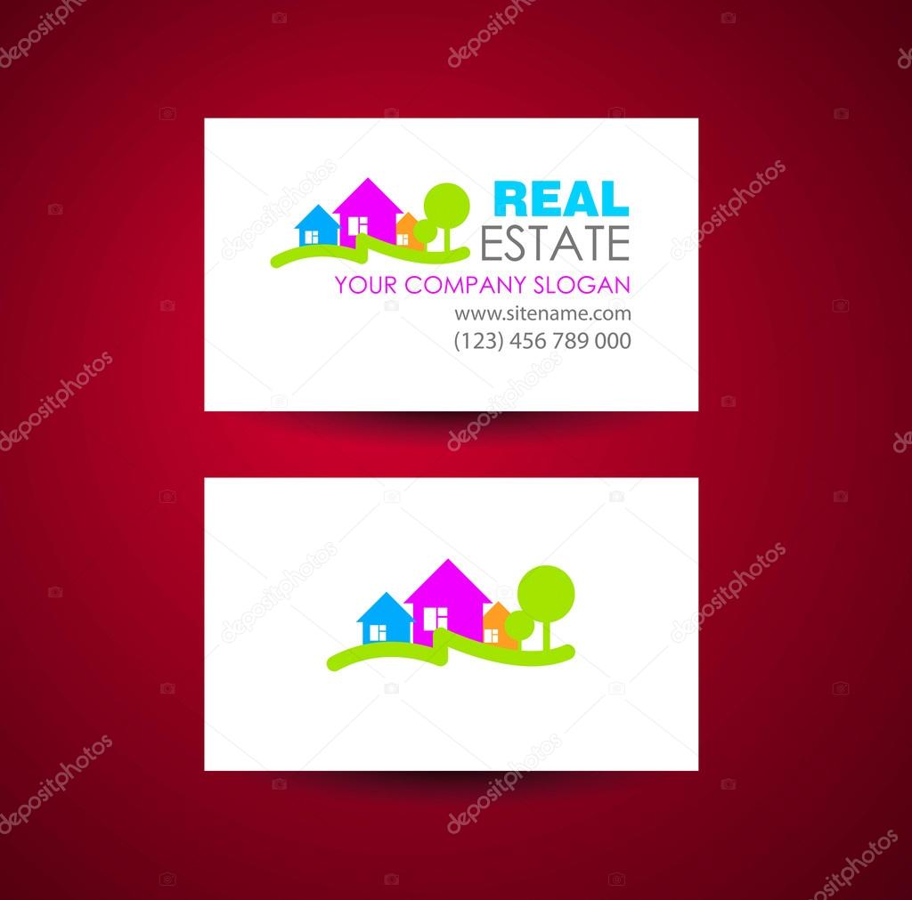 Eco home and real estate logo template. Business card design idea.