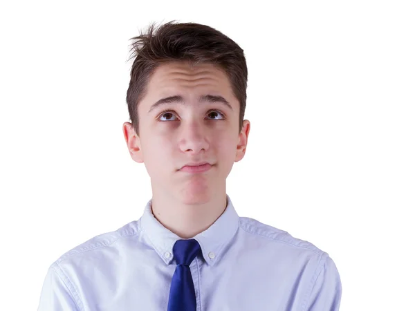 十代の少年、白い背景で隔離 — ストック写真