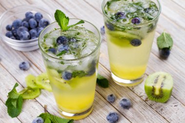 Kivi ve böğürtlenli mojito