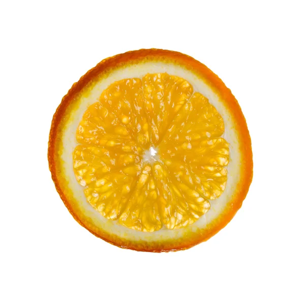 Tranche d'orange, prise de vue en studio en contre-jour, isolé sur fond de wite — Photo