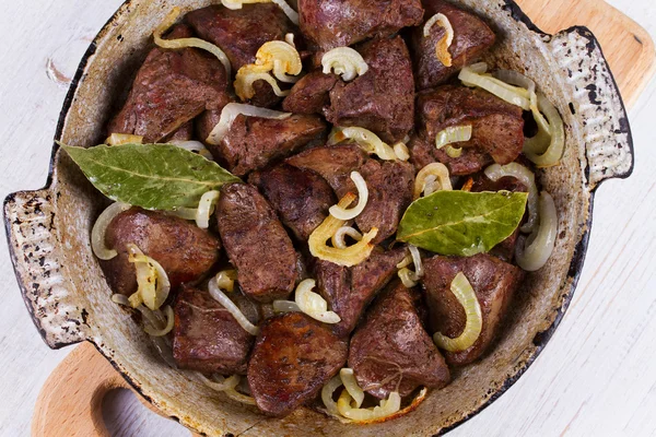 Sauteed liver with onions — Stock Photo, Image