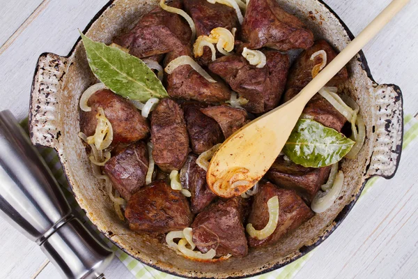 Sauteed liver with onions — Stock Photo, Image