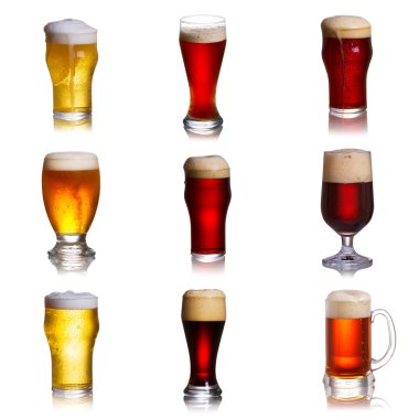 Bira beyaz arkaplanda izole edildi