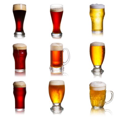 Bira beyaz arkaplanda izole edildi
