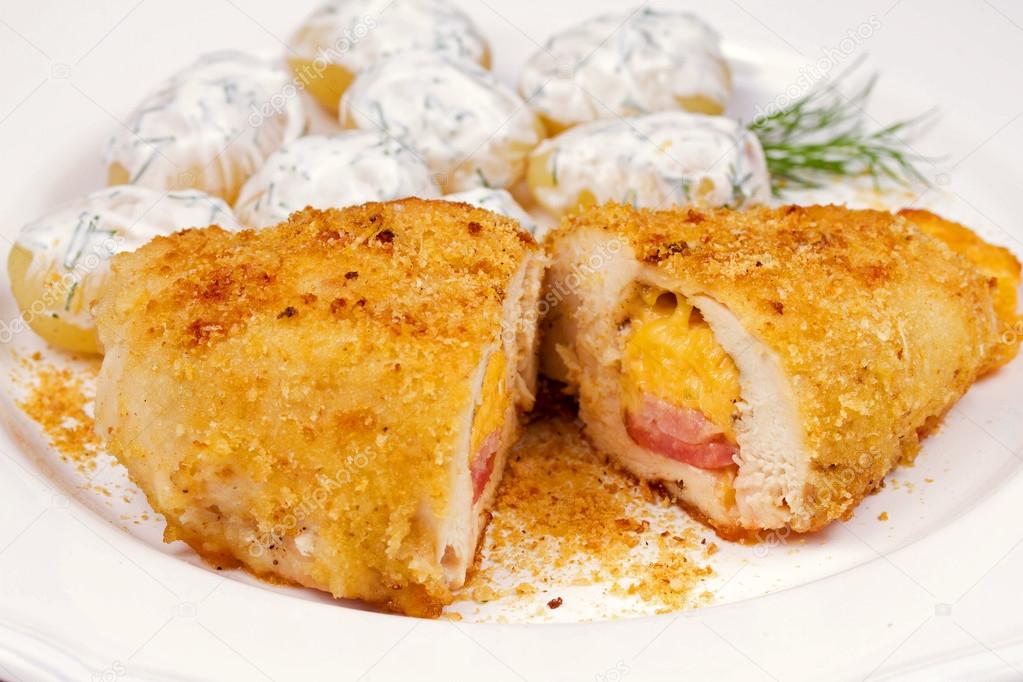 Chicken Breasts Stuffed with Cheese and Ham