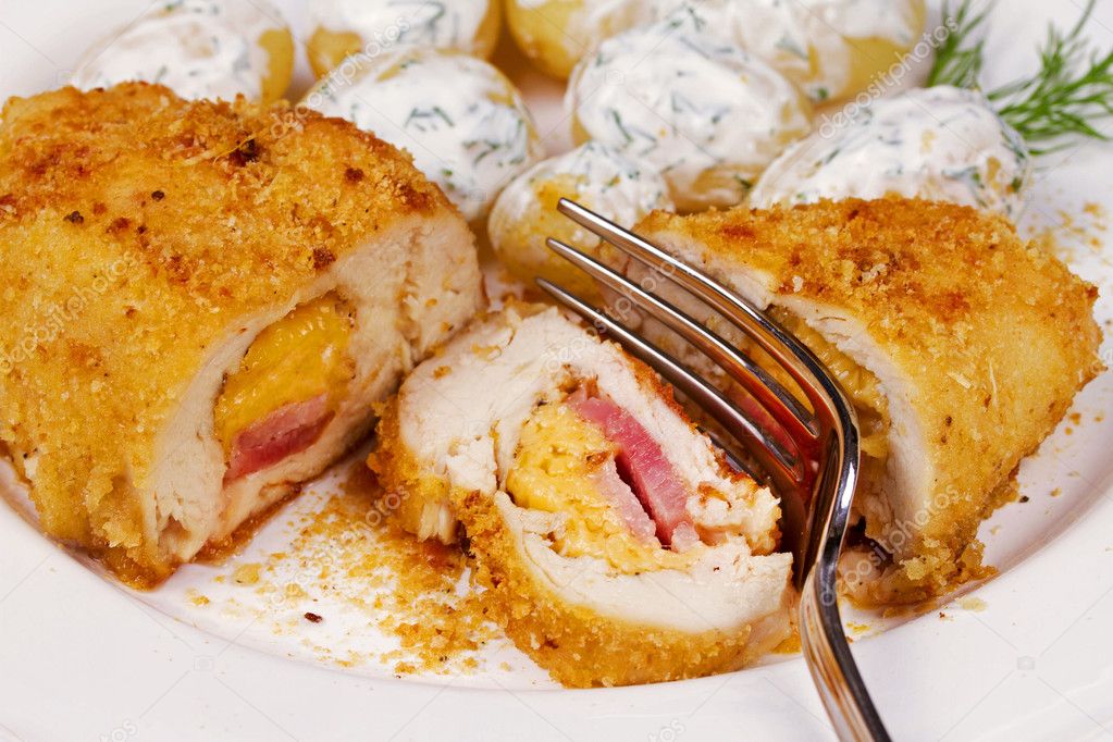 Chicken Breasts Stuffed with Cheese and Ham