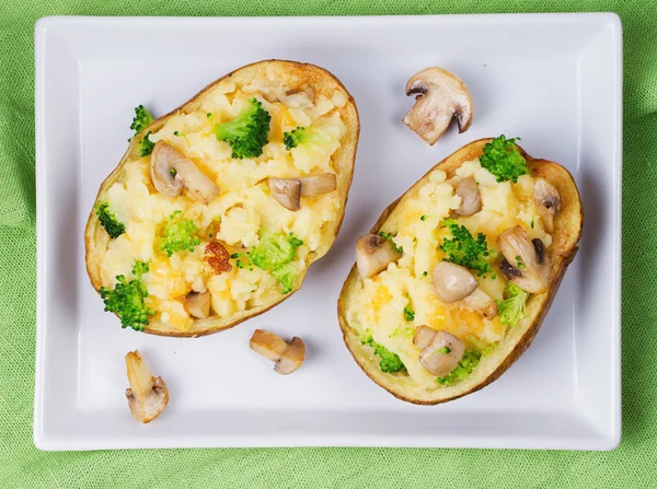 Brócolis, Queijo e Cogumelo Chowder Batata — Fotografia de Stock