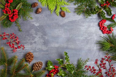 Şükran Günü Noel Sonbahar Kış Arkaplanı. Düz yatış, düzen, metin için yer