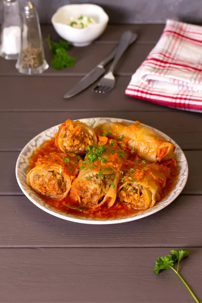 Rollos Col Con Carne Arroz Verduras Chou Farci Dolma Sarma Fotos de stock