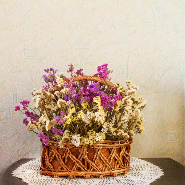 Dried flowers in a basket — Stock Photo, Image