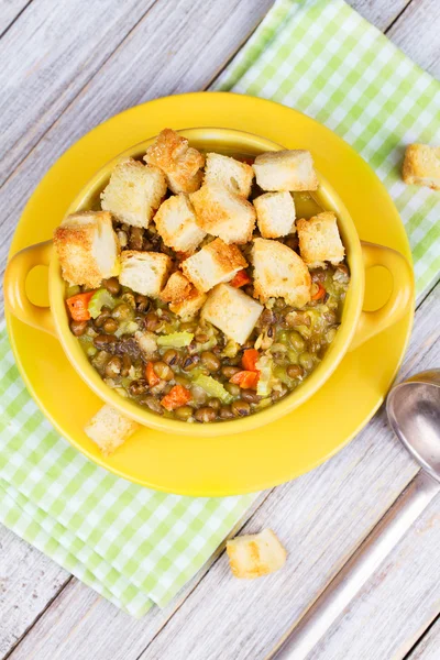 Lentil Soup with Croutons — Stock Image Lentil Soup with Croutons Royalty Free Stock Photos