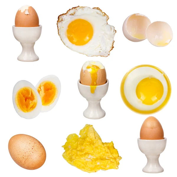 Eicelpunctie geïsoleerd op een witte achtergrond. Gebakken, gekookt, gebroken, vervormd, omelet — Stockfoto