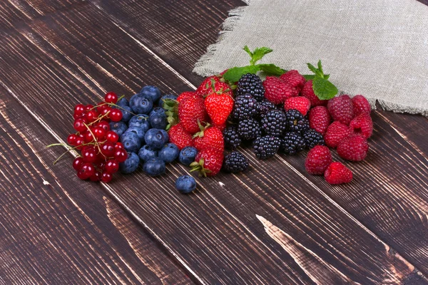 Erdbeeren, Blaubeeren, Brombeeren, Himbeeren und Johannisbeeren — Stockfoto