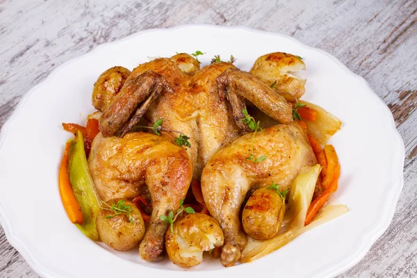허브 구이 닭고기와 야채 — 스톡 사진