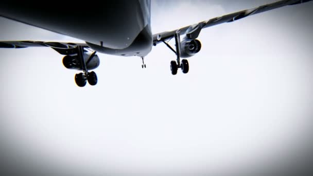 Aviones volando a través de las nubes y yendo contra una montaña — Vídeo de stock