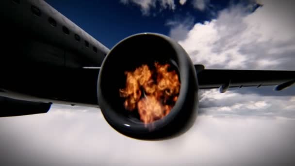 涡轮飞机着火 — 图库视频影像
