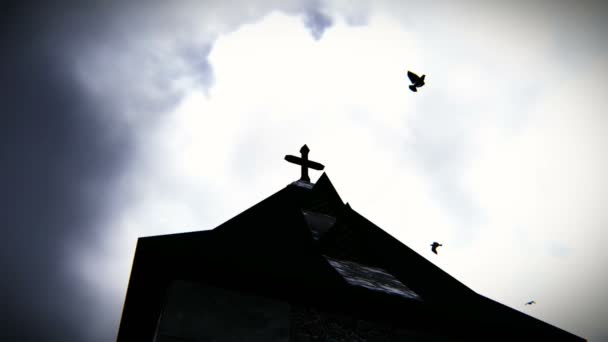 Cross on top of a church — Stock Video