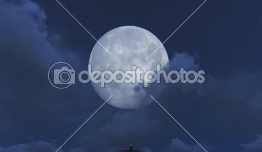 Dolunay arka plan ile gece havalandığını uçak