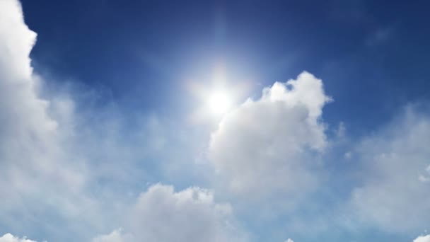 Små plan som flyger med en sol och moln bakgrund — Stockvideo