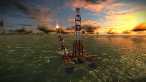 Plataforma petrolera en el océano — Vídeos de Stock